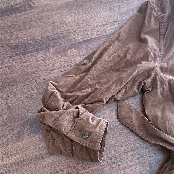 Lands’ End brown corduroy shirt dress with roll tab sleeves - Picture 9 of 12